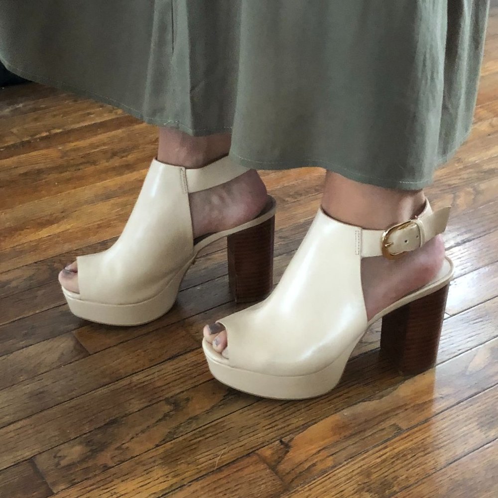 Topshop Nude Peep-Toe Pumps